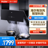 海尔(Haier) 抽油烟机侧吸式22m³有效风油烟机500Pa大风压 家用厨房大吸力烟机 热熔洗自动清洗烟机 挥手智控