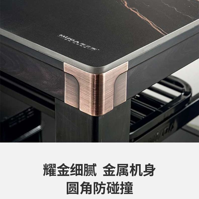 美之家电暖桌取暖桌电暖炉升降电暖茶几烤火桌家用长方形电炉桌子客厅电烤桌 热旋风流沙金黑岩板磁炉140*80CM中层发热高清大图