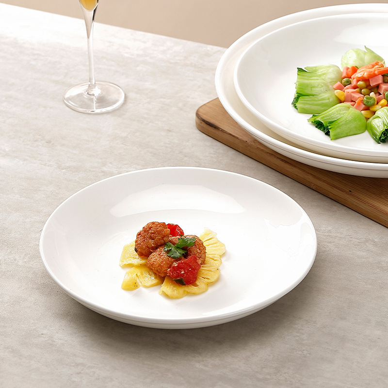 珑伽辛 陶瓷餐具圆深盘家用菜盘 8英寸/个高清大图