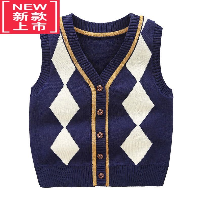 可莉允男童马甲春秋秋季童装儿童休闲背心宝宝针织开衫坎肩毛衣图片