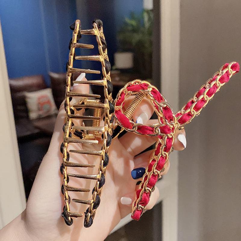 金属镂空抓夹韩国优雅气质后脑勺头发夹子洗澡盘发发卡鲨鱼夹发抓麻花