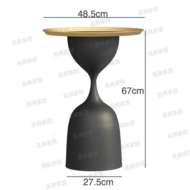 森美人北欧创意边几简约现代客厅沙发小茶几边柜圆形铁艺角几小圆桌 大号纳米金盘面+烤漆黑底座组装