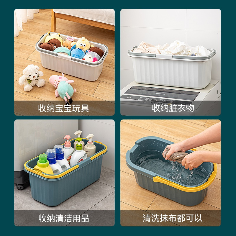 [补贴10%]长方形家用塑料水桶洗涮拖布桶拖地墩布桶可排水海绵拖把桶桶收纳高清大图