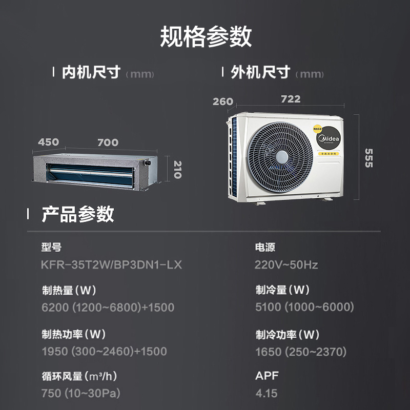 5匹 适用面积18-20㎡中央空调 kfr-35t2w/bp3dn1-lx