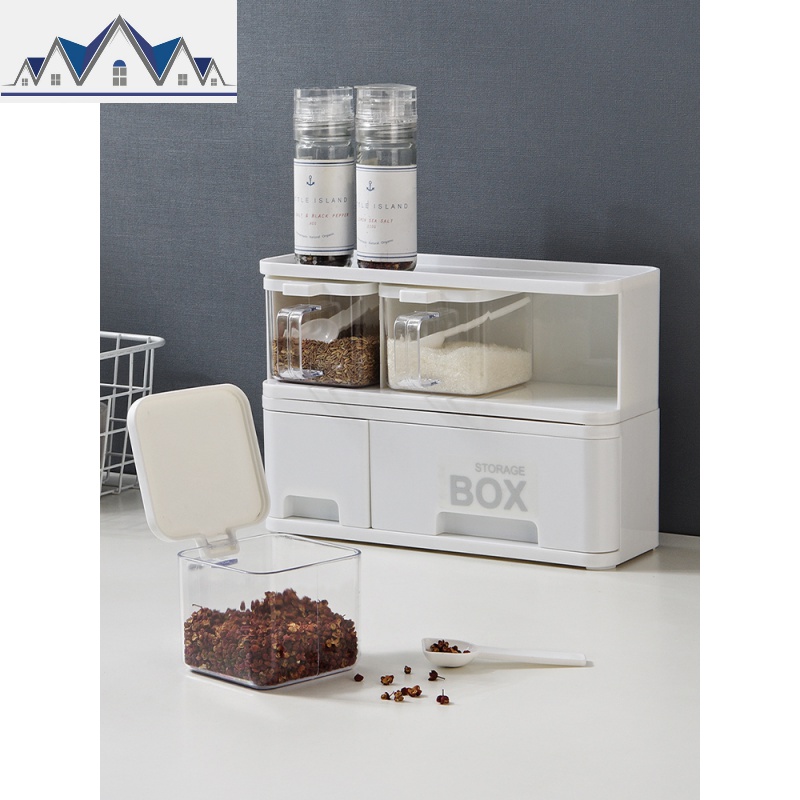 厨房抽屉式塑料调料盒组合套装家用胡椒粉调味用品收纳盒_4_107高清大图