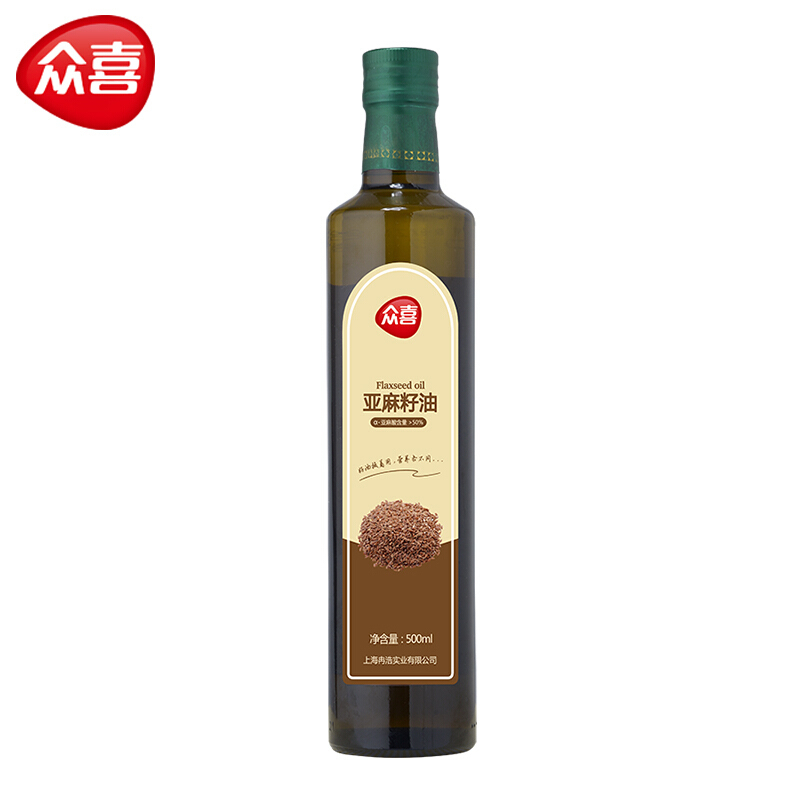 ZHSN众喜冷压榨亚麻籽油500ml