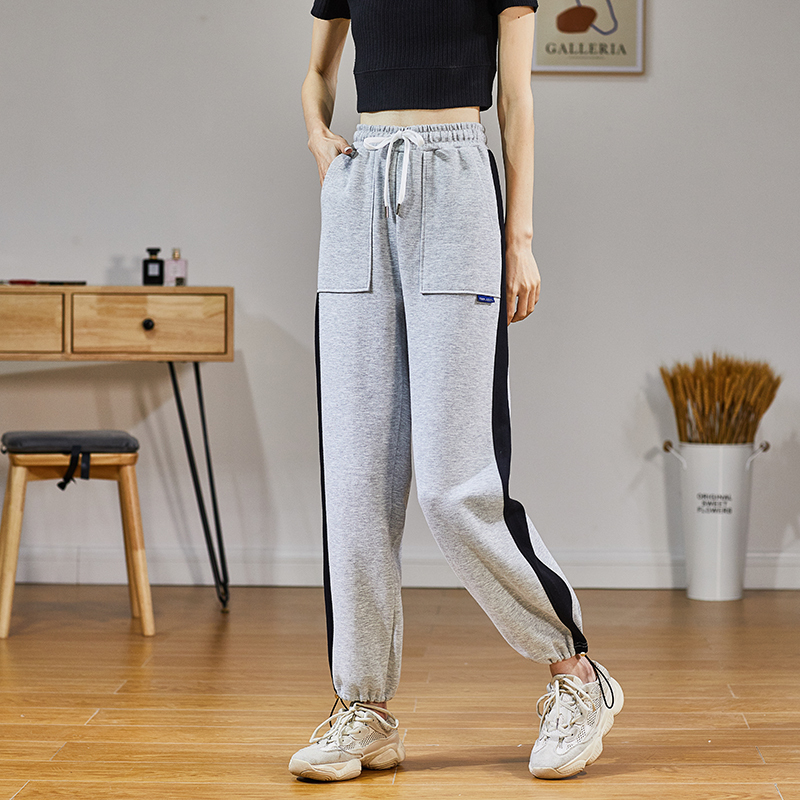 2折价534元灰色运动裤女宽松束脚春夏季薄款裤子女新款直筒休闲显瘦