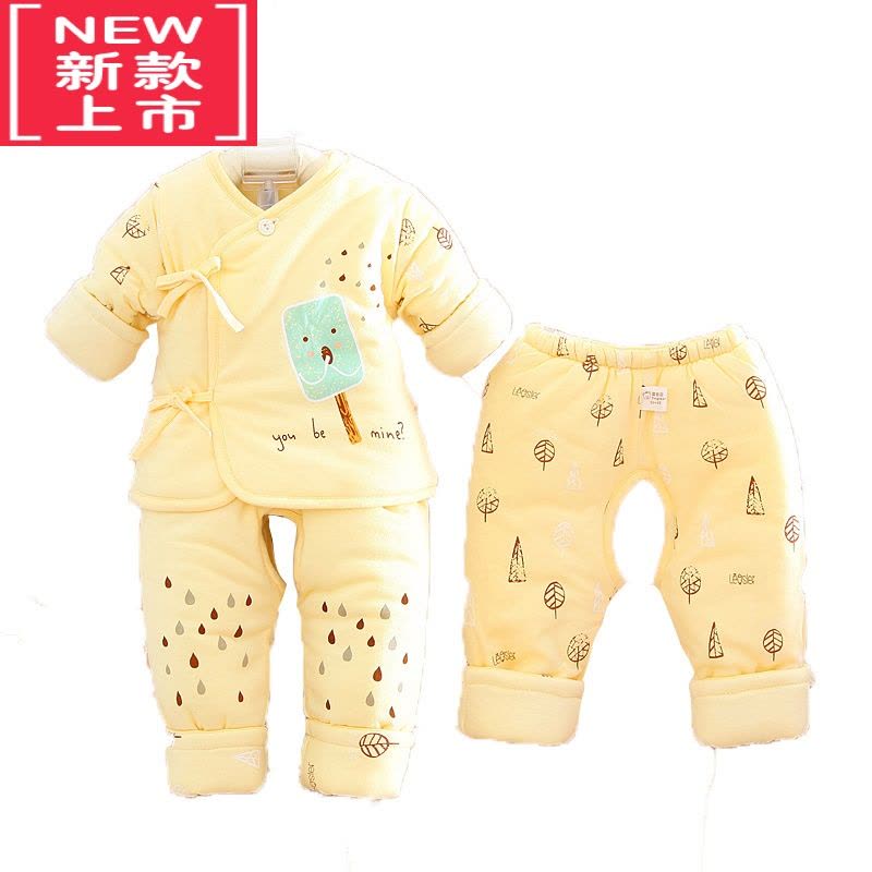 可莉允新生儿加厚棉衣三件套宝宝秋冬装棉服棉袄初生婴儿衣服外套装图片
