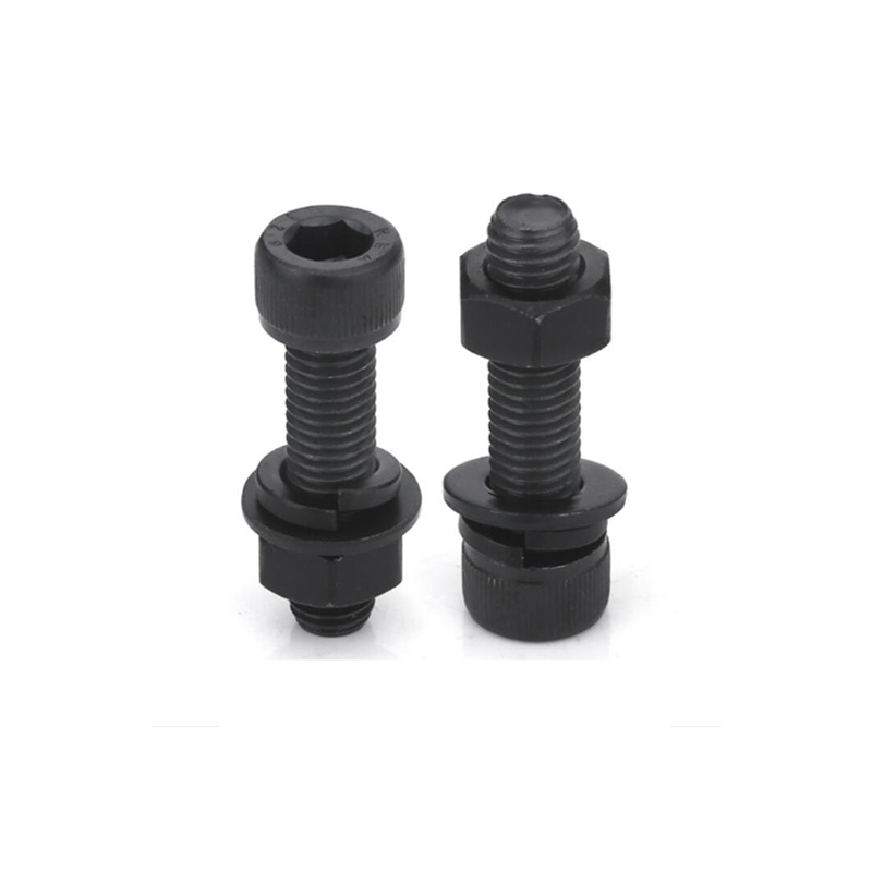 ZDET 8.8级黑色六角头螺栓16*90 配平垫弹簧垫螺母10套/包(包)