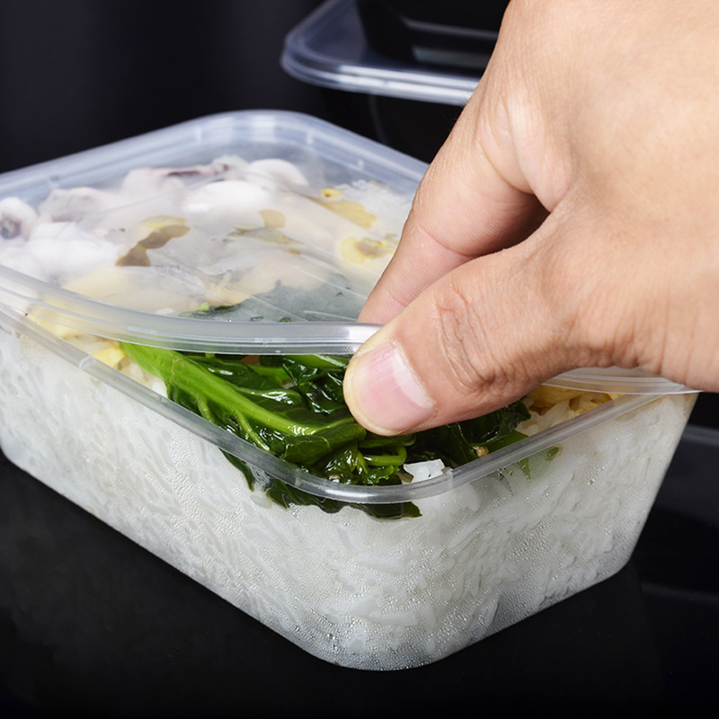 DXP 一次性碗塑料打包盒 透明长方盒[1000ML]50个高清大图