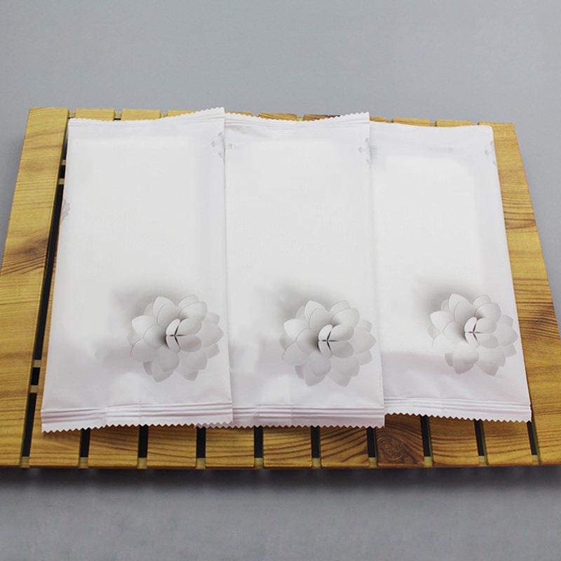 一次性湿毛巾荷花包装25*25cm 100双装高清大图