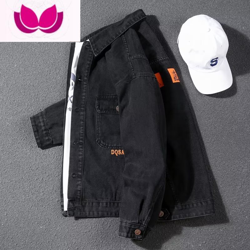 七斓2023春季日系印花牛仔外套男士韩版潮流工装夹克潮牌宽松百搭上衣