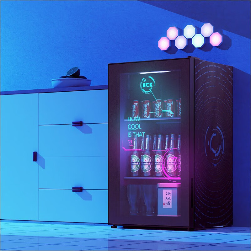 哈士奇 冰沙冰吧小型88升冰箱家用办公室嵌入式冰吧冷藏茶叶保鲜立式