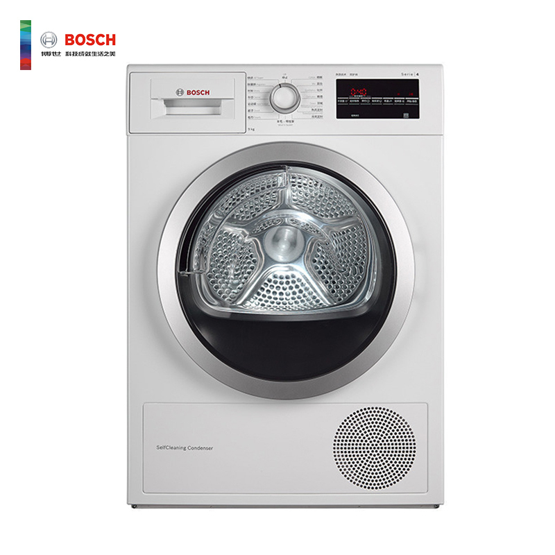 博世(BOSCH) XQG90-WTW875600W 9公斤 热泵烘干 快烘40分钟 触摸屏 原装进口滚筒干衣机(白色)