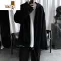 YANXU痞帅开衫卫衣男款ins高街vintage拉链外套连帽宽松百搭上衣 3XL 黑色高质量热卖款