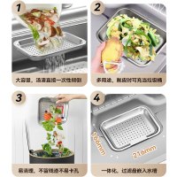 浪鲸水槽大单槽洗菜盆一体式厨房水槽304不锈钢多功能加厚日式大单槽