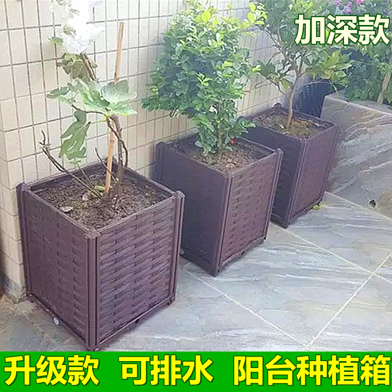 特大阳台种植箱长方形种菜神器家庭菜园种菜塑料花盆种葡萄十联加深 长390宽39高35 特大图片 高清实拍大图 苏宁易购