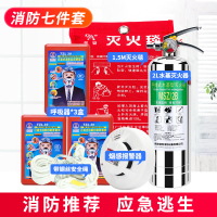 朋安水基灭火器不锈钢瓶2L环保型可灭电器油类火防毒面具灭火毯烟感报警器带钢丝安全绳家用车用年检消防器材套餐十二