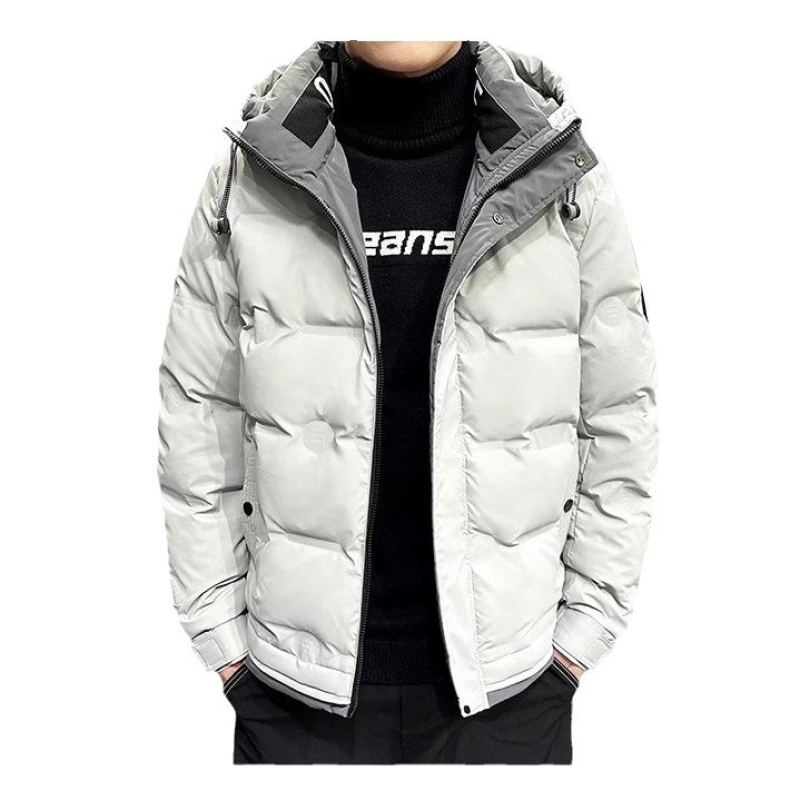 连帽羽绒服男短款冬季2024年新款潮牌男士休闲冬装加厚外套上衣服高清大图