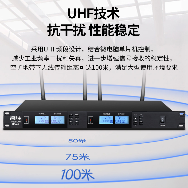 得胜 UC-4R无线套装一拖四 会议家庭ktv主持领夹麦克风 UC-4R*1+UC-TP*4高清大图