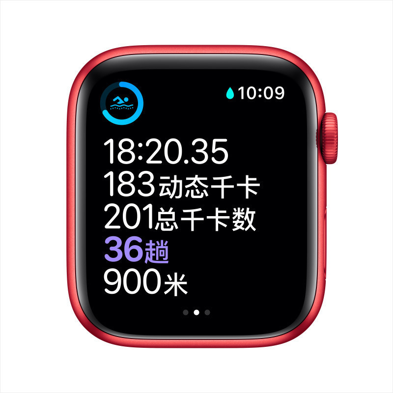 Apple Watch Series 6 44毫米 蜂窝版 红色铝金属表壳 红色运动表带 智能手表