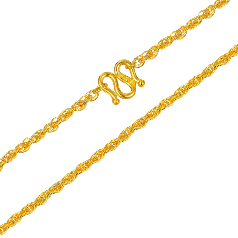 翠绿黄金项链足金999女款双水波链金重约3334克a01000090019视频