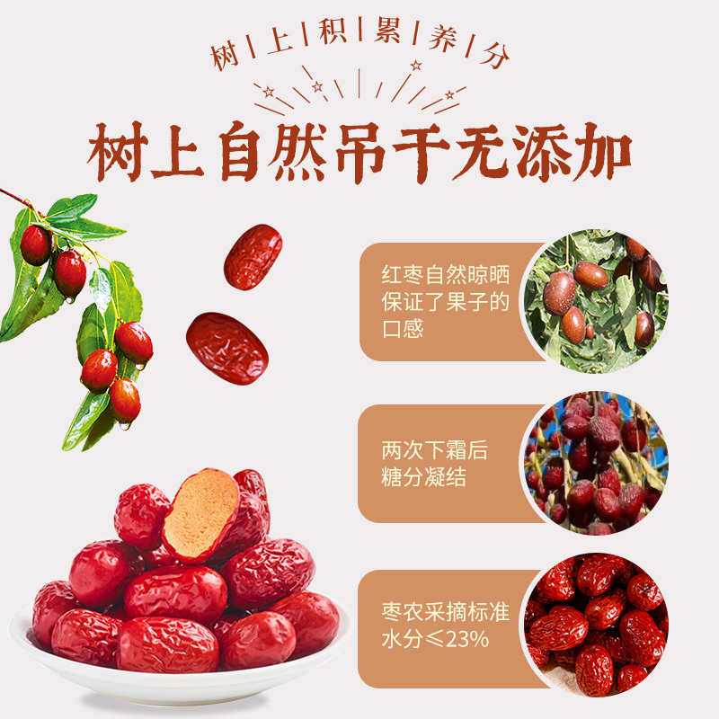 尕哈其娜红枣新疆若羌灰枣468g*3袋吊干枣干货红枣搭银耳桂圆年货特产高清大图