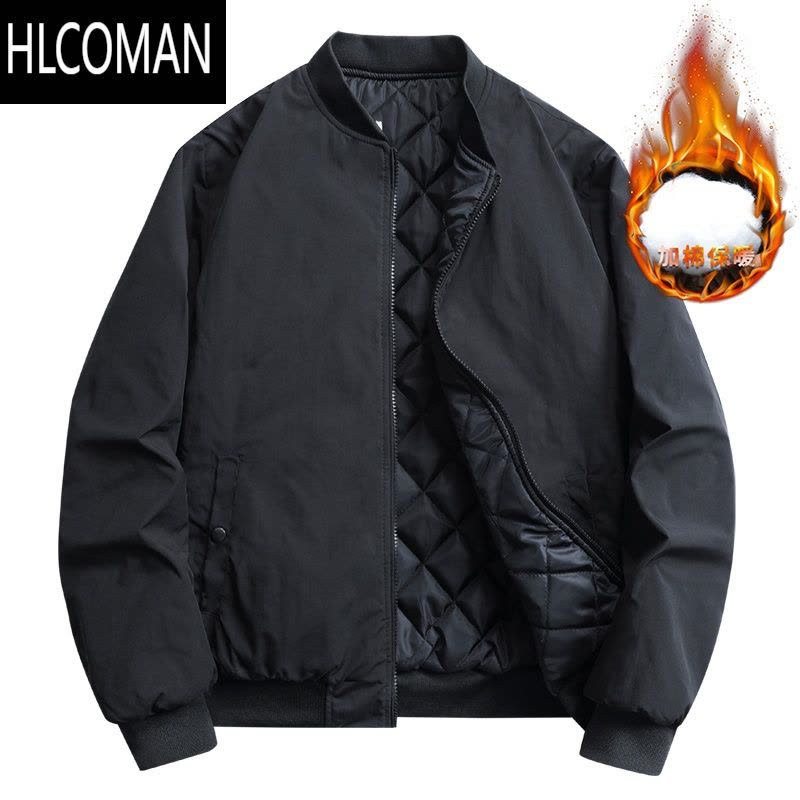 HLCOMAN加棉夹克男青年棒球服潮流宽松休闲棉衣外套男薄款羽绒棉服男图片
