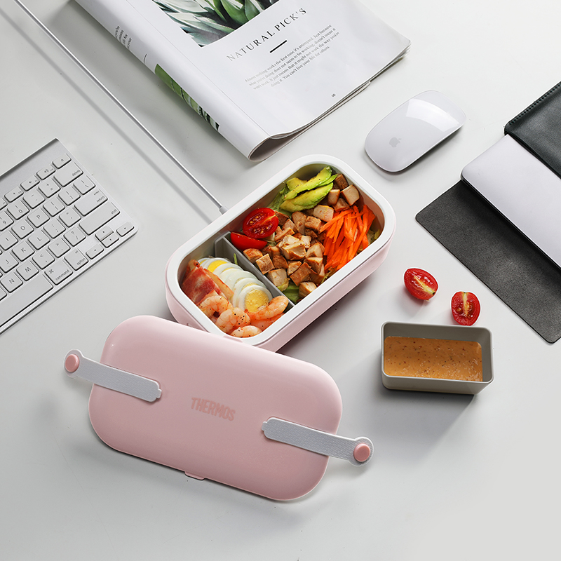 膳魔師(THERMOS)电热饭盒 EHA-4104A-P 保温饭盒上班族加热电热饭盒蒸饭器煮饭锅迷你电饭煲2人使用单层