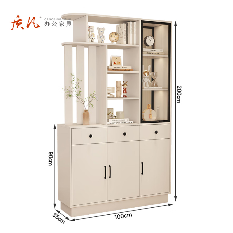 苏宁 质凡 现代简约隔断屏风柜门厅玄关鞋柜/ZF-XGG050/1000*350*2000mm高清大图