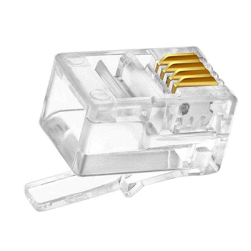 匠目 电话水晶头 6P4C 4芯电话线接头 RJ11水晶头 100个/包