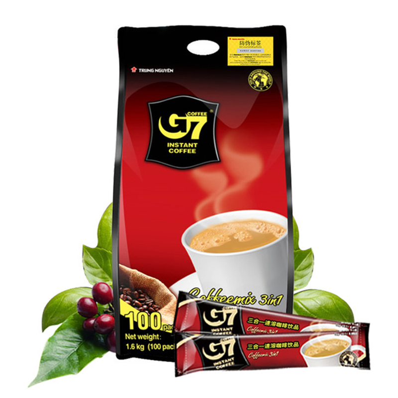 越南进口 中原G7三合一咖啡1600g 速溶咖啡粉袋装原味(16g*100条)学生熬夜办公室加班下午茶 冲调饮品饮料高清大图