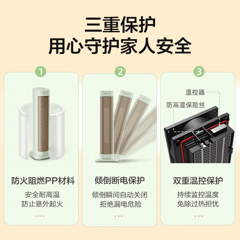 小熊(Bear)取暖器电暖气家用暖风机卧室电暖器大面积暖风扇暖脚热风机DNQ-D20G1