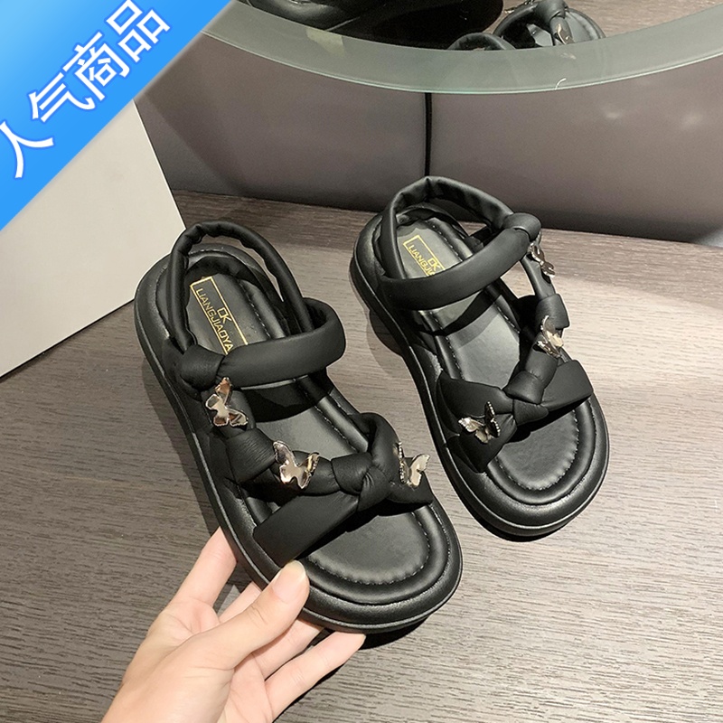 SUNTEK凉鞋女款夏季2023新款百搭时尚沙滩鞋子松糕厚底仙女风罗马鞋高清大图