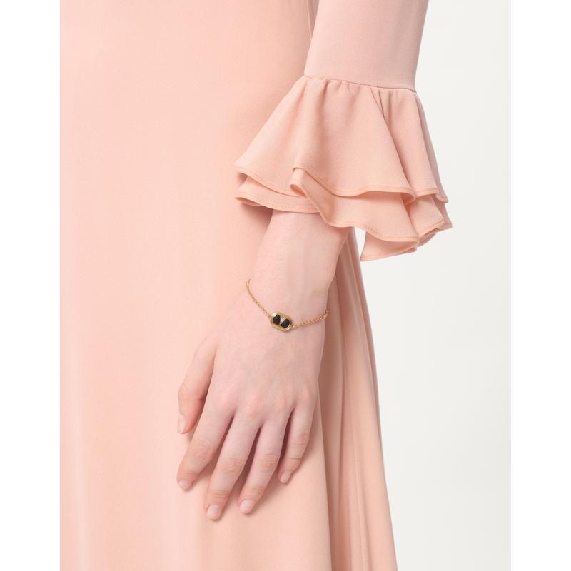 华伦天奴(Valentino)青铜链条手链女款龙虾扣固定配品牌标志耳饰