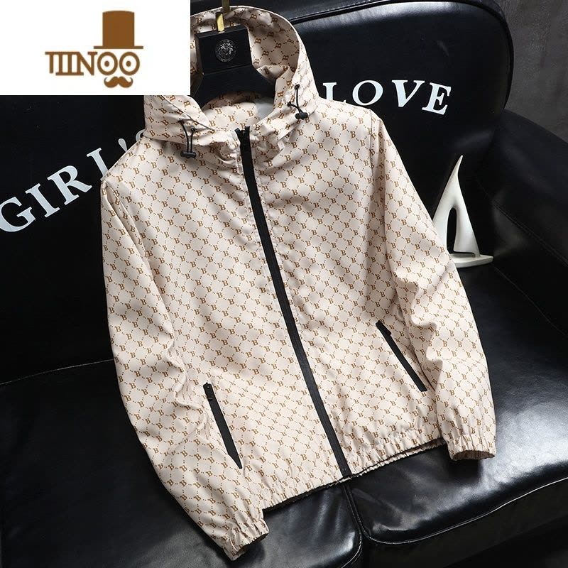 YANXU男士宽松连帽夹克2023春装新款外套欧美潮流男潮牌帅气上衣服图片