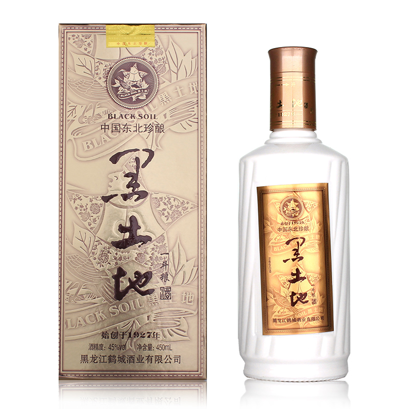 单瓶装 45度黑土地酒一斗粮 浓香型白酒 450毫升 东北酒