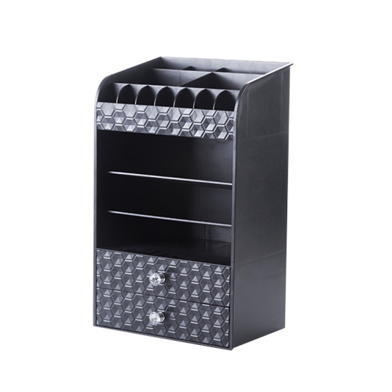 抽屉式化妆品收纳架桌面口红置物架多层梳妆台护肤品收纳盒 黑色