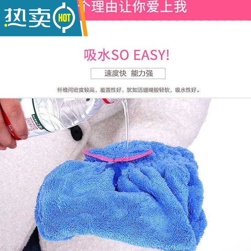 敬平蝴蝶结干发帽吸水包头巾女加厚干发巾女可爱浴帽洗头速干毛巾 蓝色高清大图