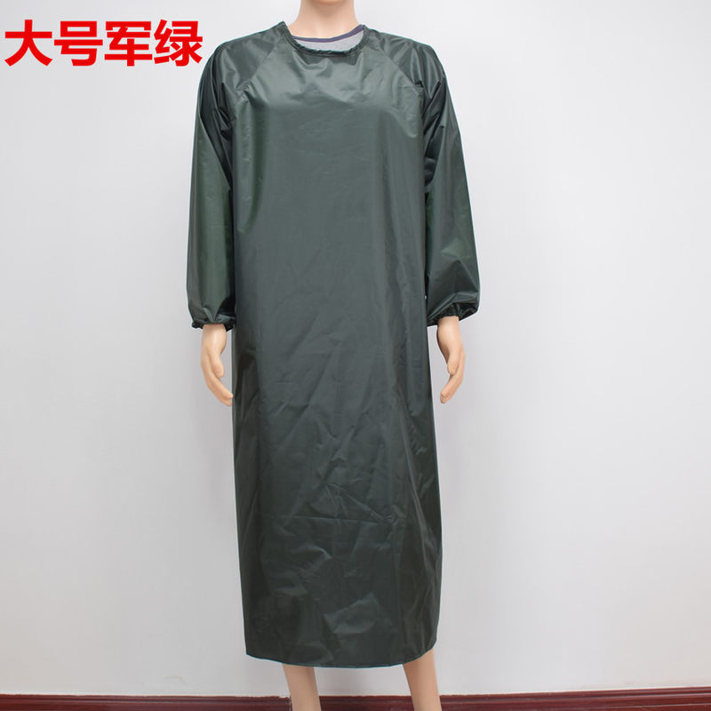 软皮围裙防水产餐饮专用洗碗食堂防油厨房女耐酸碱防尘罩衣工作男 大号军绿XXXL