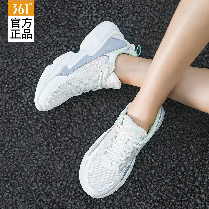 361度女鞋运动鞋女跑步鞋学生秋冬季慢跑鞋耐磨防滑舒适nfo软弹小白鞋