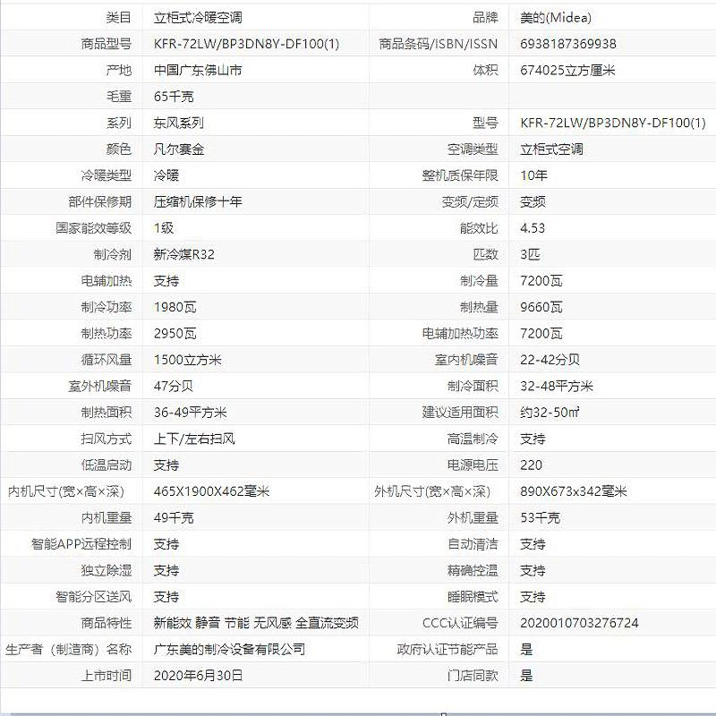 缺货预售请提前联系美的midea东风3匹立柜式冷暖空调kfr72lwbp3dn8ydf