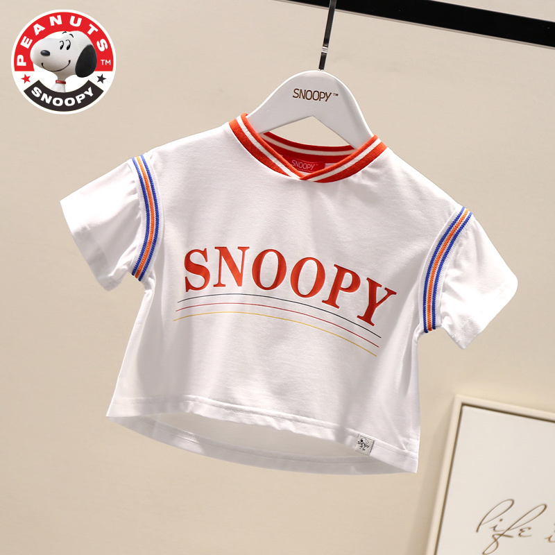 史努比(SNOOPY)女童吊腰短袖T恤儿童春夏季女孩子衣服宝宝运动休闲T恤时尚卡通衣服SP02GT6039T