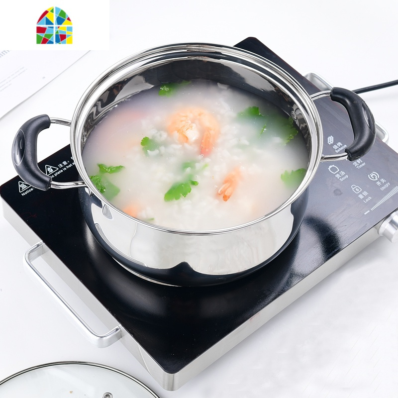 家用煮锅不锈钢小汤锅煮稀饭的锅煮粥燃气双耳小火锅锅电磁炉 fenghou