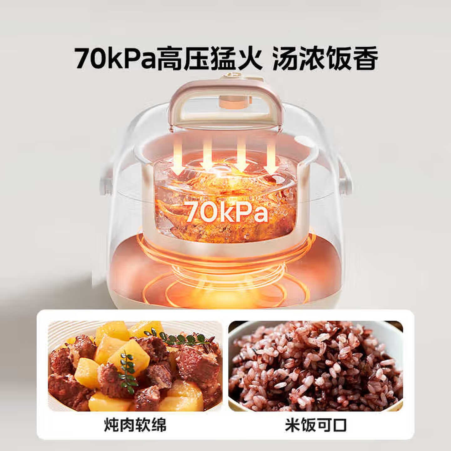 美的(Midea)租房神器电压力锅1.8L高压电饭煲小型1-3人 智能预约多功能一体开盖炖煮煲汤迷你电饭锅MY-E...高清大图