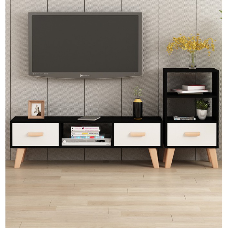 电视柜现代简约茶几组合客厅小户型简易实木腿北欧卧室桌电视机柜定制