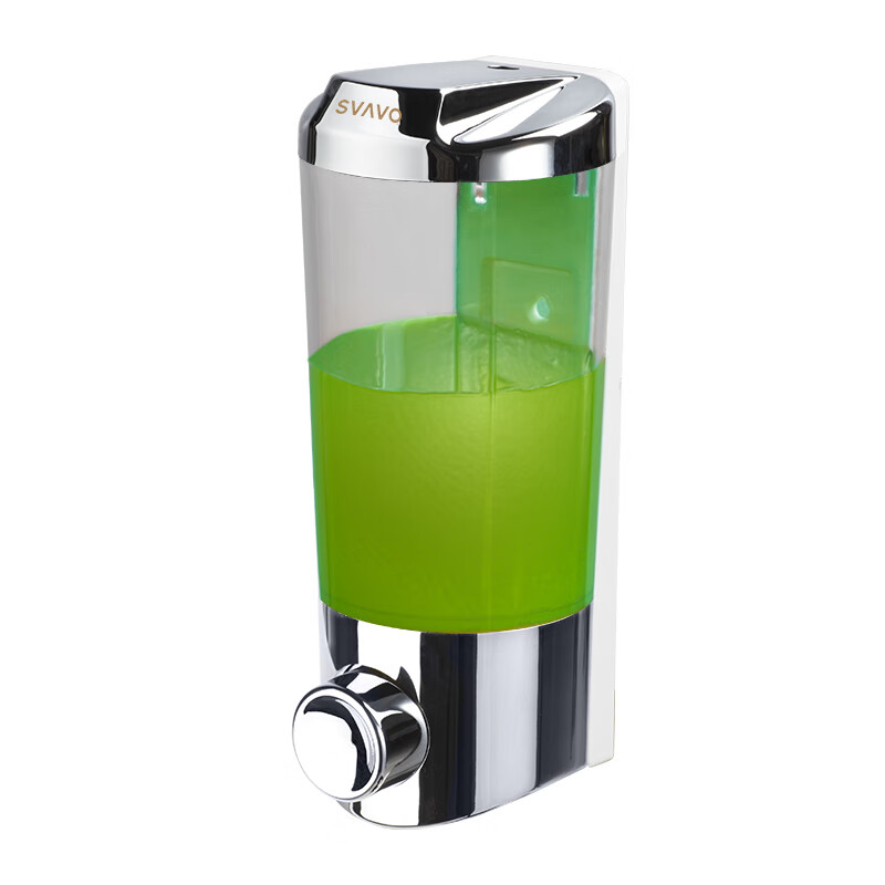 瑞沃(SVAVO)手动皂液器480ml 免打孔酒店宾馆洗手液盒 卫生间壁挂沐浴皂液盒 V9121单格480ml透明茶单位高清大图