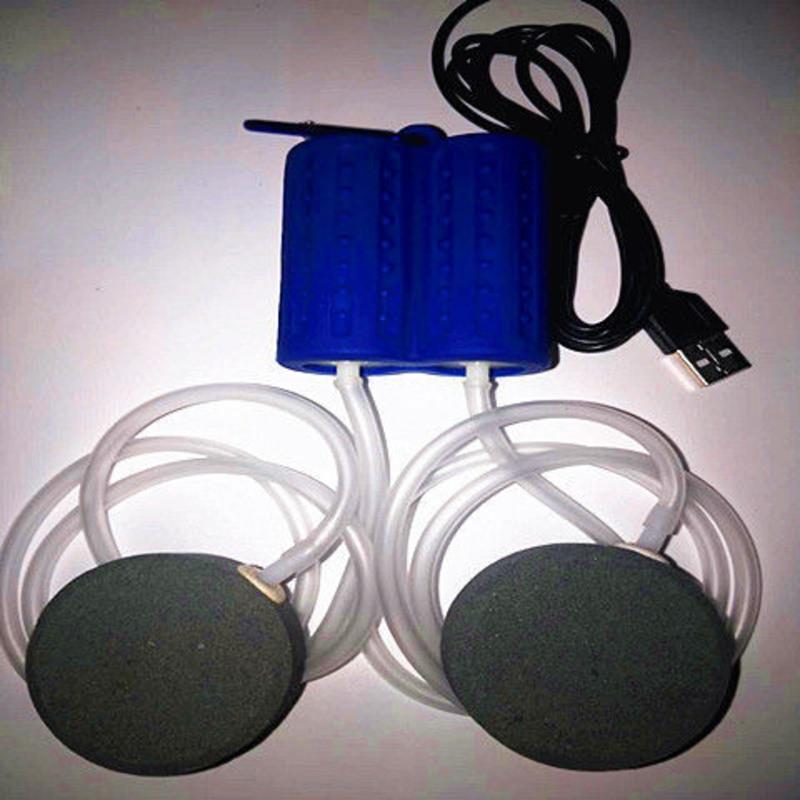 深蓝色 双泵标准版 双泵双头钓鱼养鱼鱼缸超静音微型usb增氧泵氧气泵