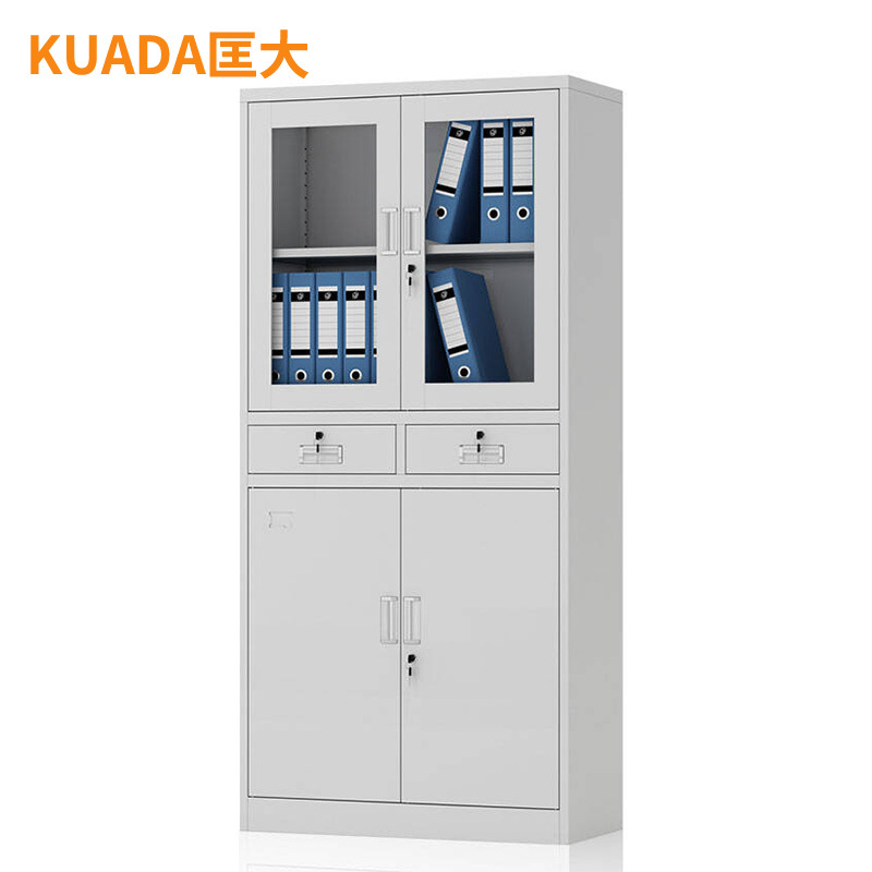 匡大 文件柜铁皮档案柜办公柜中二斗钢柜KDGG-BK01高清大图