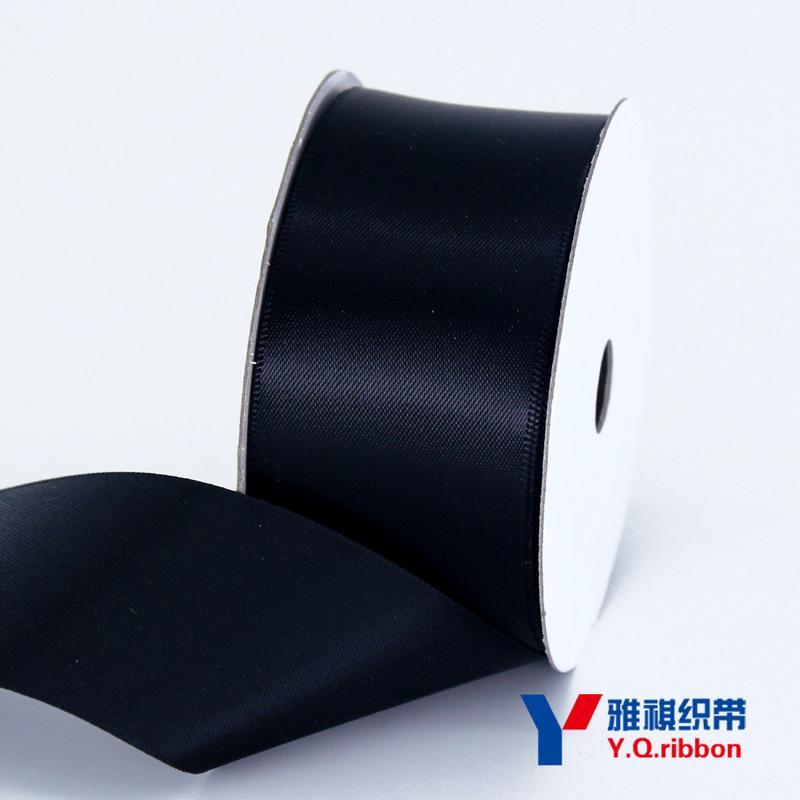 3.8cm双面丝带加密绸带DIY发饰布带涤纶带小卷9米装饰带腰带 黑色 8110